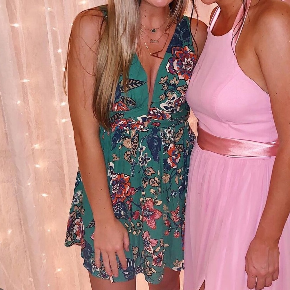 green floral open back